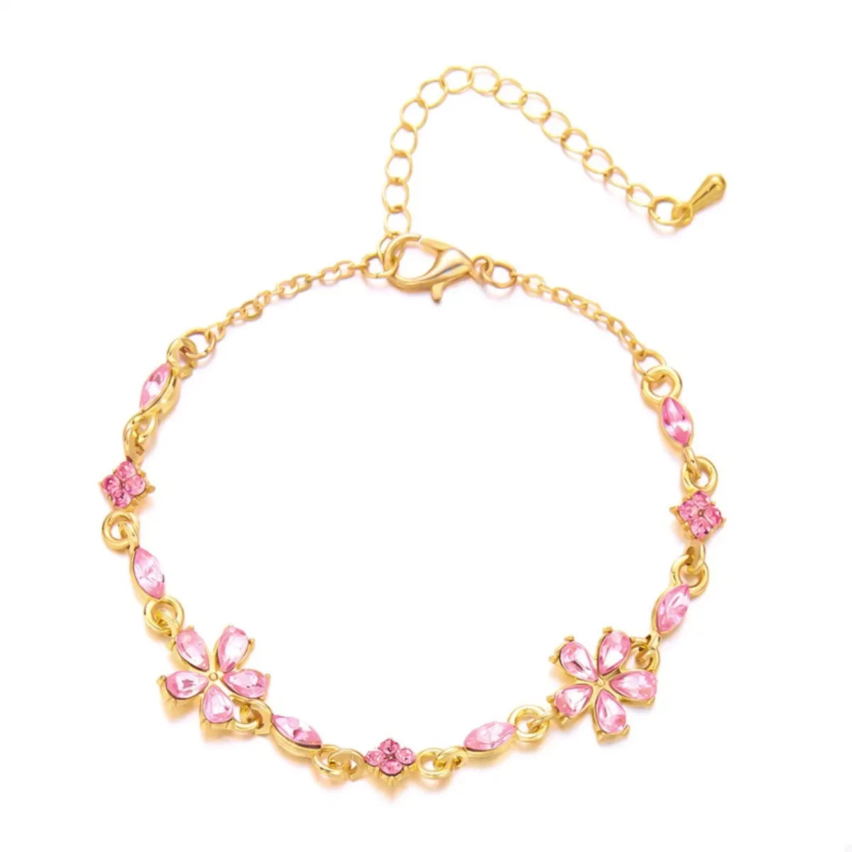 18K Gold-Plated Rhinestone Flower Bracelet - Southern Shores Clothing