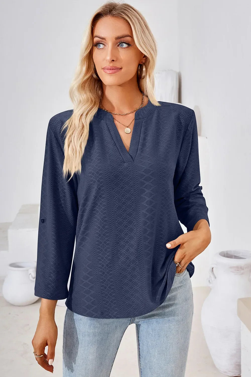 Notched Roll-Tab Sleeve T-Shirt - Southern Shores Clothing