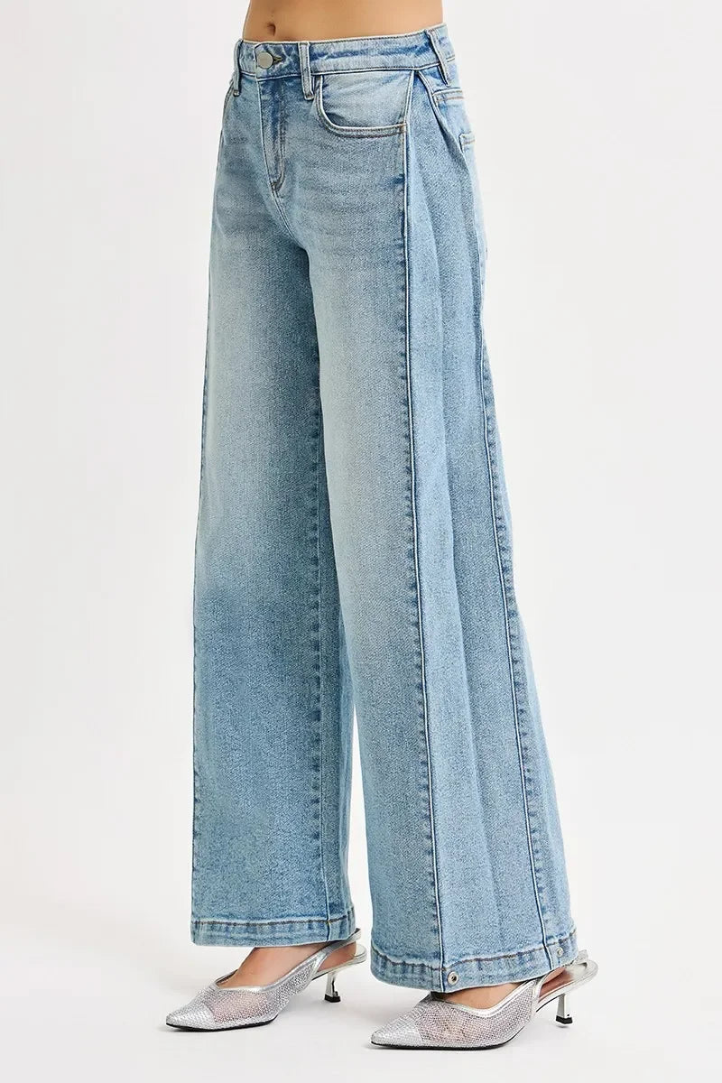 Mid Rise Wide Barrel Transferable Leg Denim Jeans - Southern Shores Clothing