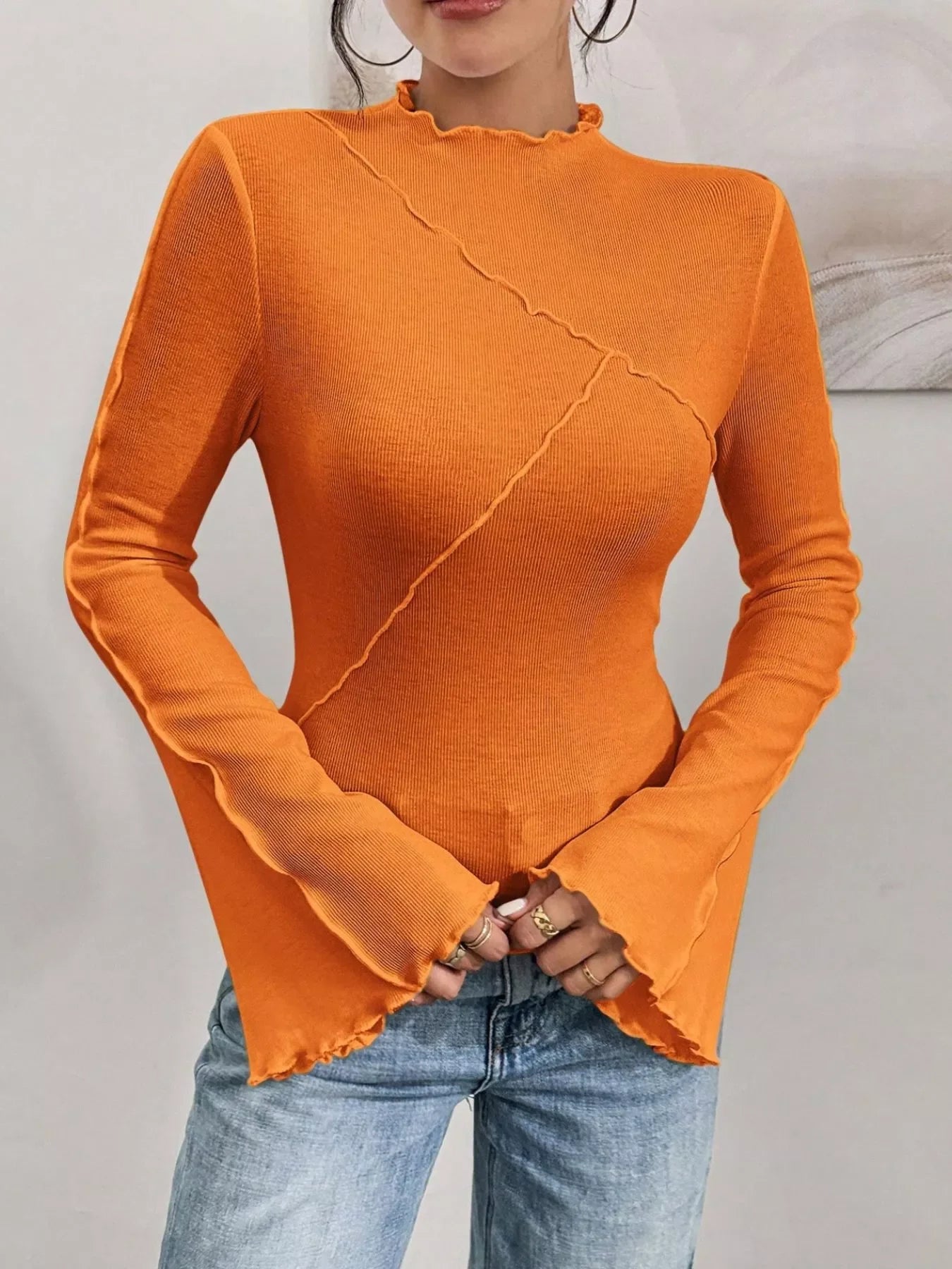 Lettuce Edge Flare Sleeve Top - Southern Shores Clothing