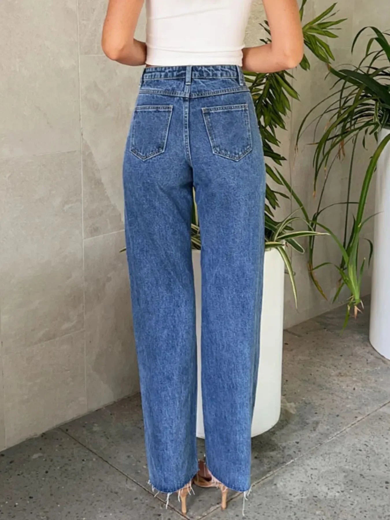 Coastal Embellished High Waist Straight Leg Jeans - Southern Shores Clothing
