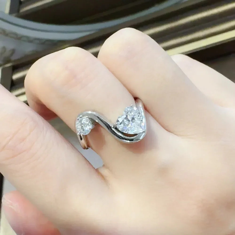 1.3 Carat Moissanite Sterling Silver Irregular Ring - Southern Shores Clothing