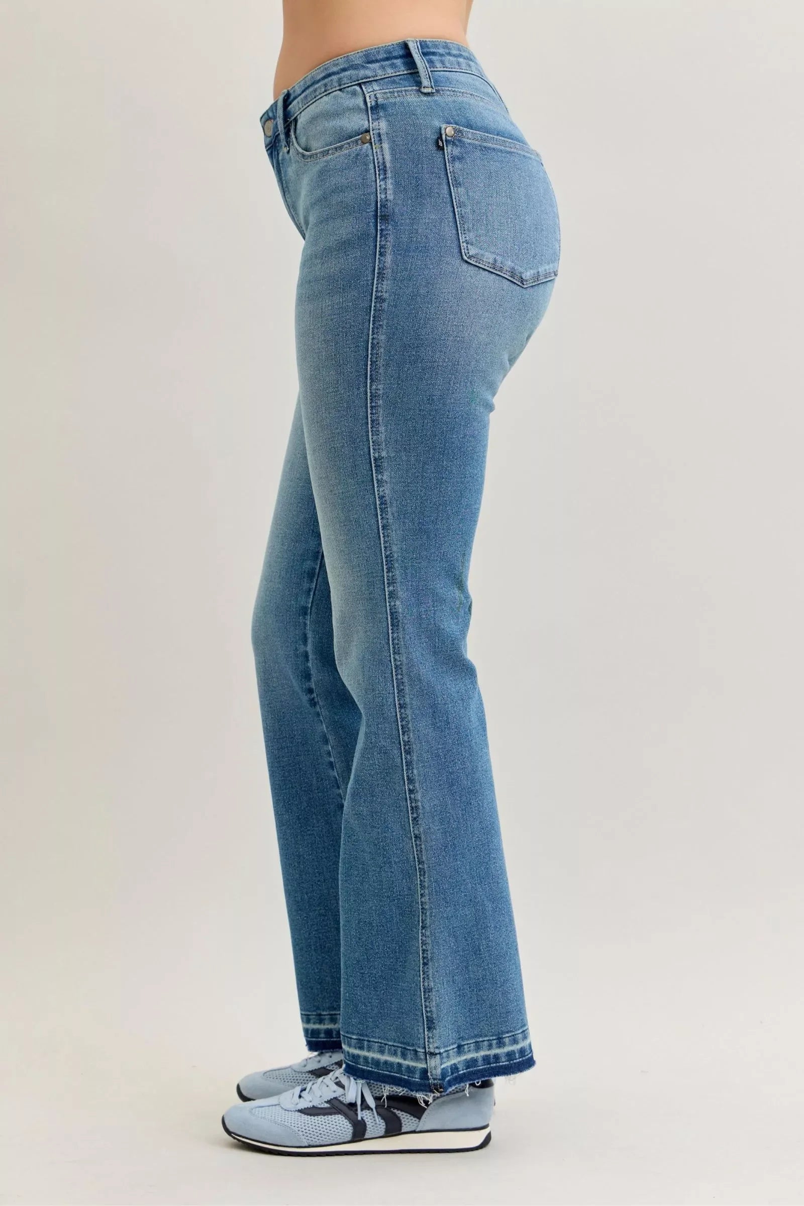 Plus Size Mid Rise Slim Bootcut Jeans With Tummy Control - Southern Shores Clothing
