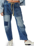 Coastal Washed Wide Leg Jeans With Drawstring - Southern Shores Clothing