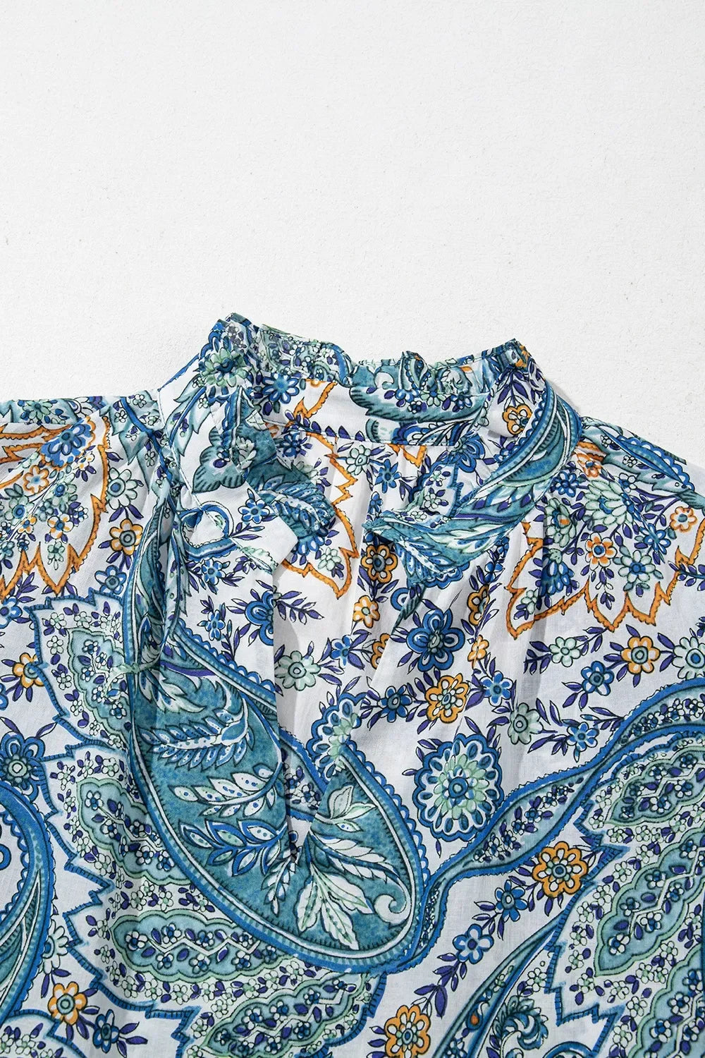 Paisley Floral Cotton V Neck Short Sleeve Mini Casual Dress - Southern Shores Clothing