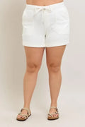 Plus Size High Waist Cuffed Denim Shorts - Southern Shores Clothing