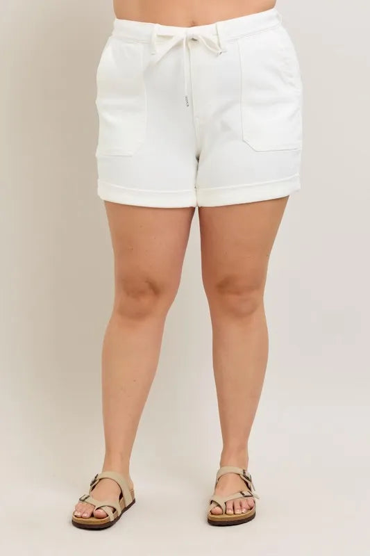 Southern Shores Plus Size High Waist Cuff Denim Shorts