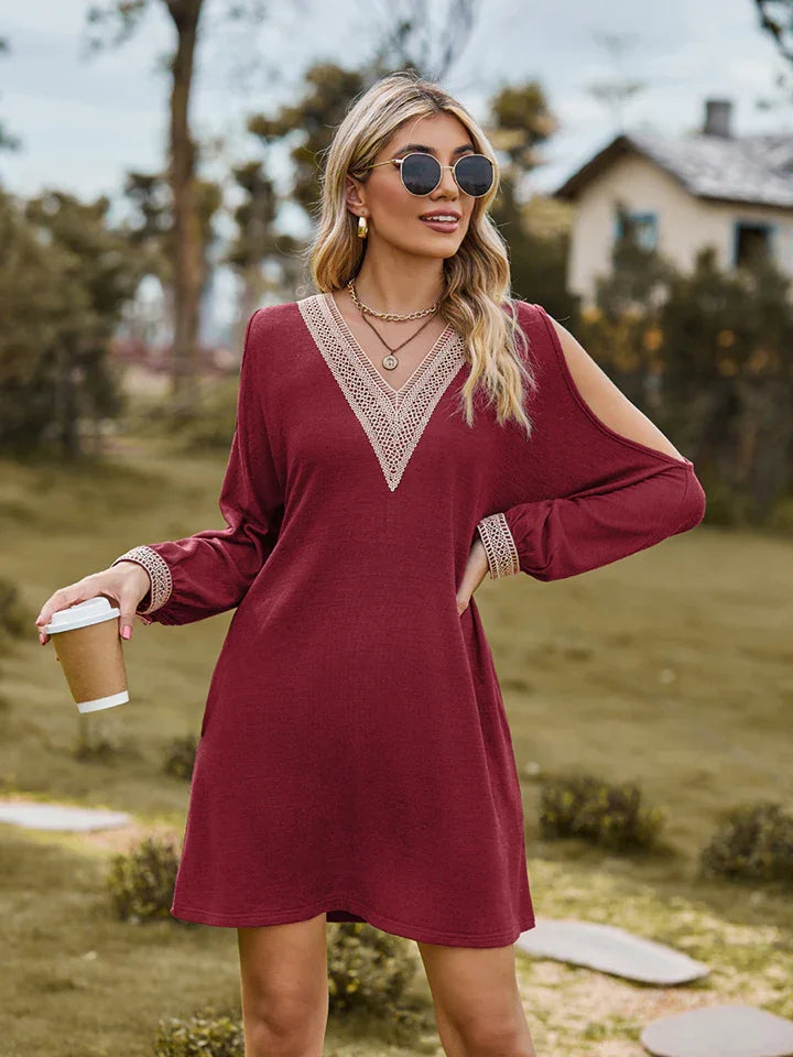 V-Neck Cutout Sleeve Mini Dress - Southern Shores Clothing