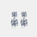 10 Carat Moissanite Sterling Silver Two Stone Drop Earrings - Southern Shores Clothing