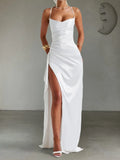 Slit Crisscross Back Maxi Cami Dress Flowing Silhouette - Southern Shores Clothing