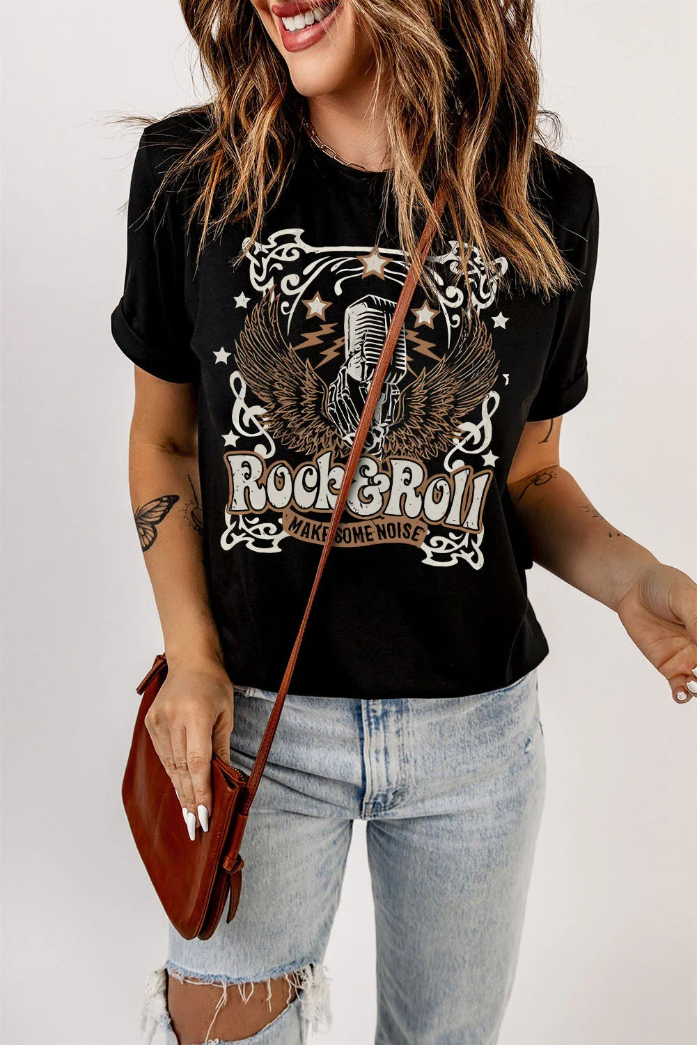 Chic Slogan Graphic Round Neck Short Sleeve Tee - Southern Shores Clothing