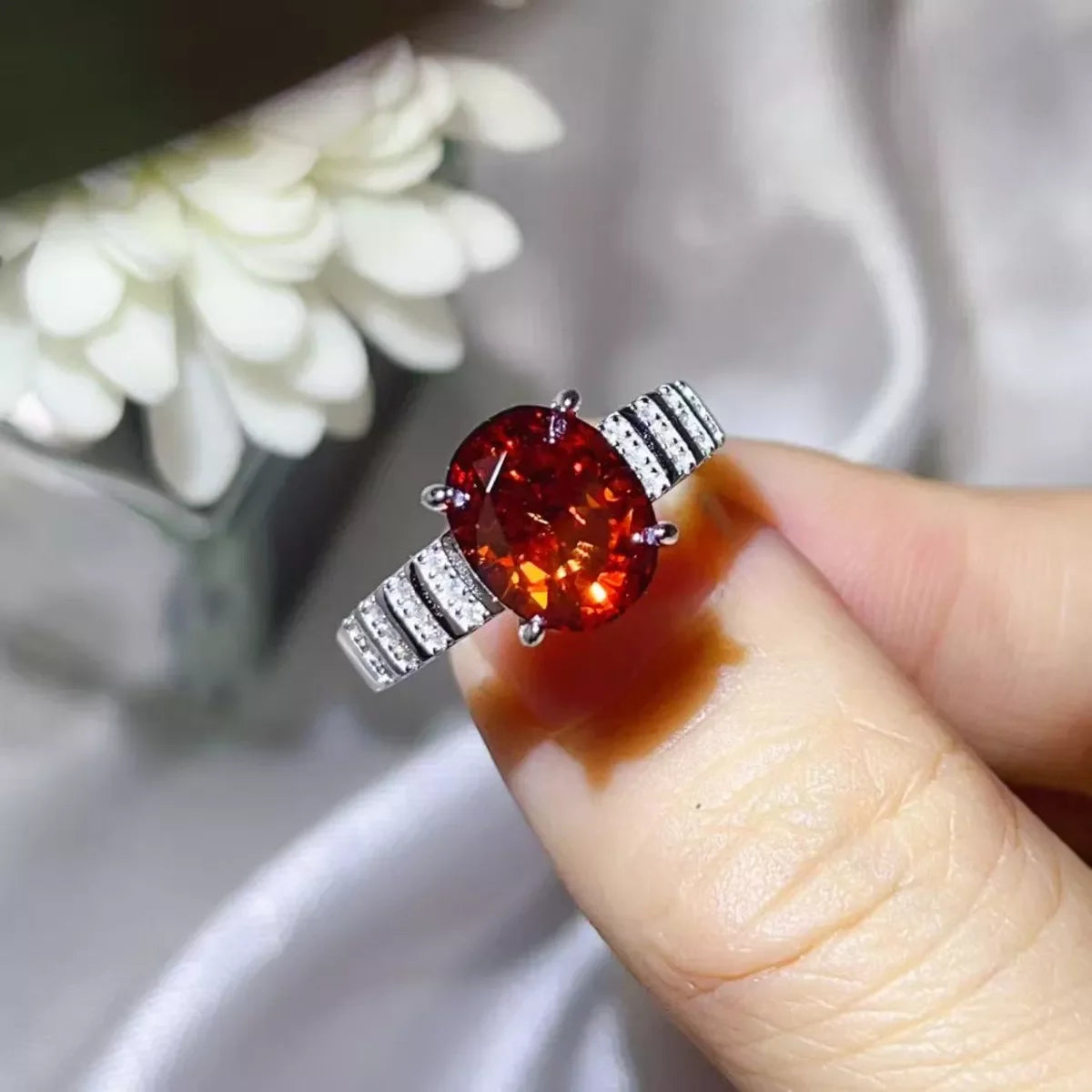 Oval Moissanite Ring In 925 Sterling Silver With Prong Setting - Southern Shores Clothing