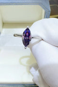 Moissanite Sterling Silver Ring Platinum Plated 2 Carat