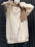 Block Oversized Knit Sweater Polyester Spandex Blend Coastal - Southern Shores Clothing