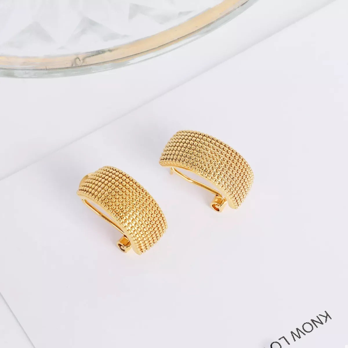 18K Gold-Plated Textured Wide Band Hoop Earrings - Southern Shores Clothing