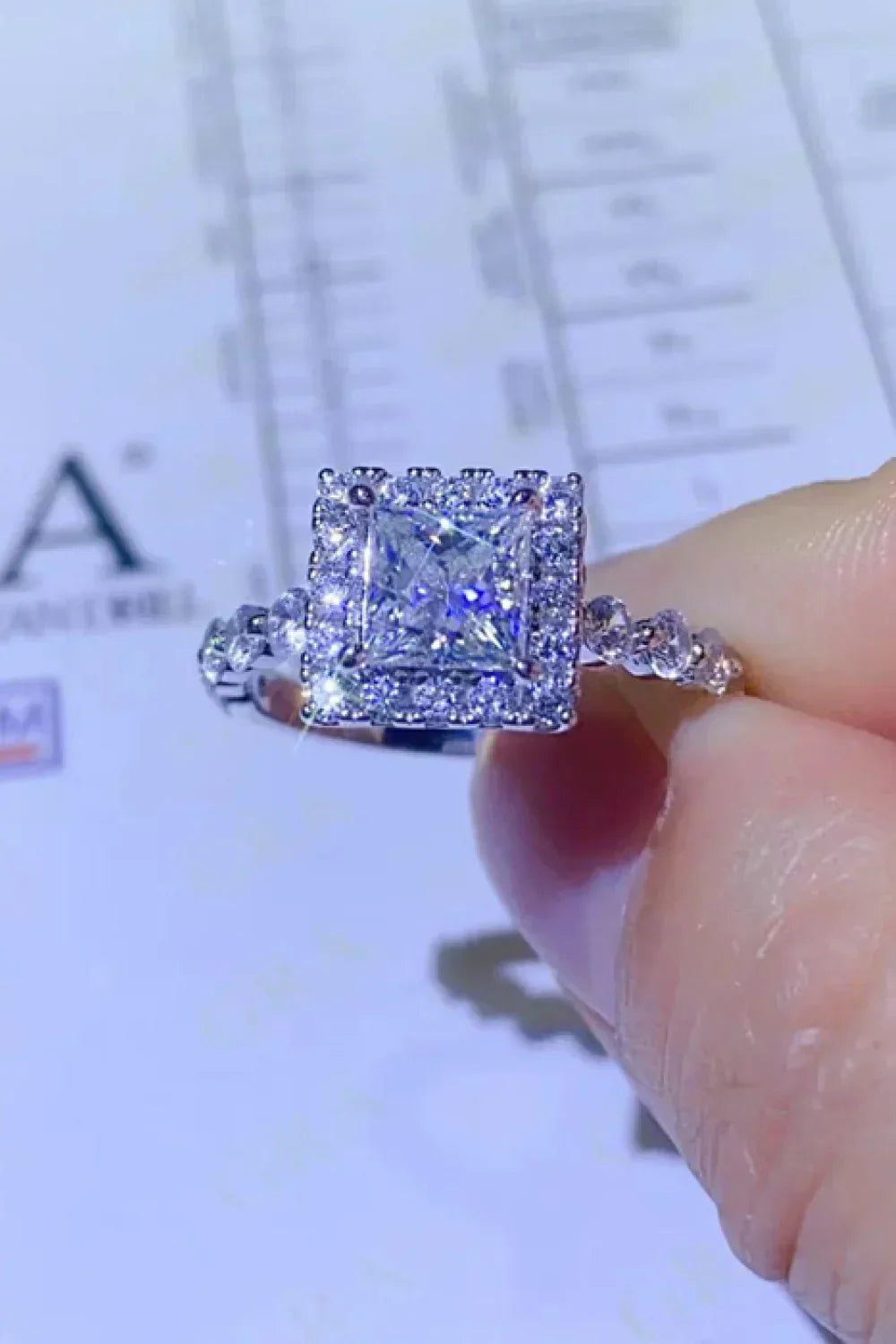 1 Carat Moissanite Square Ring Sterling Silver - Southern Shores Clothing