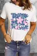 Leopard Floral Graphic Round Neck Short Sleeve Tee - Southern Shores Clothing