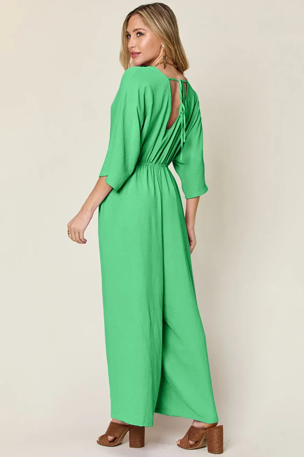 Surplice Wide-Leg Jumpsuit With Hidden Pockets - Southern Shores Clothing