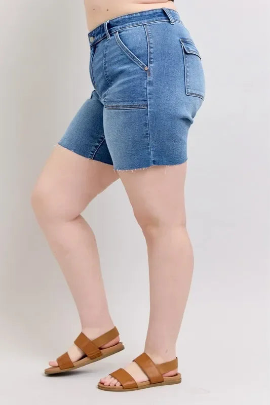 Plus Size Mid Rise Bermuda Shorts With Back Flap Pockets - Southern Shores Clothing