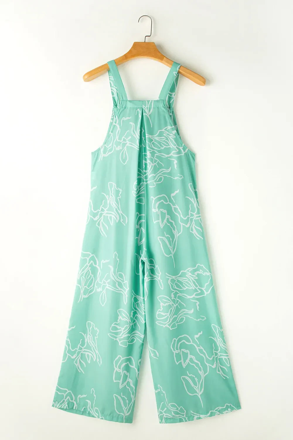 Printed Wide Strap Jumpsuit With Pockets - Southern Shores Clothing