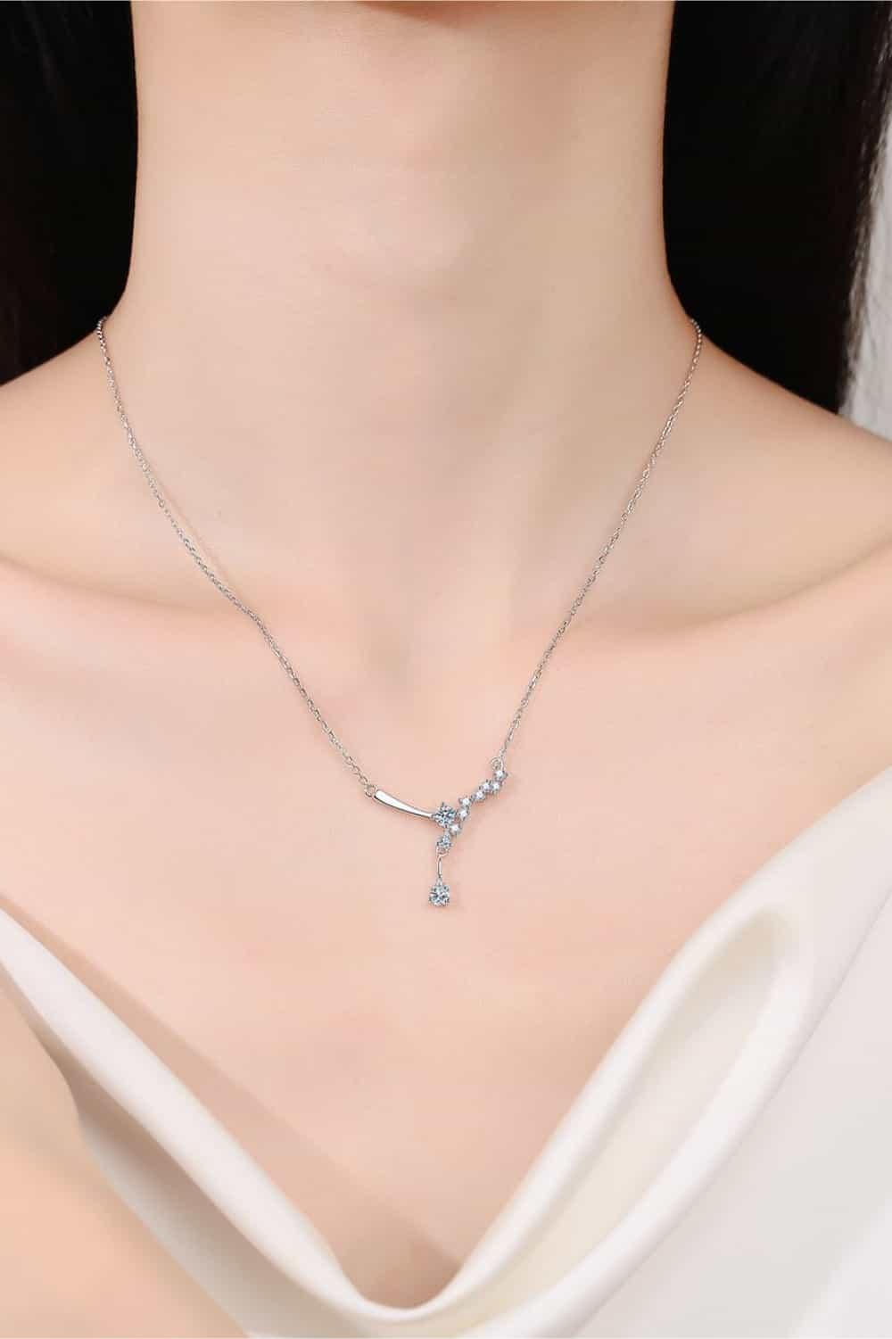 1 Carat Moissanite Necklace Rhodium Plated Sterling Silver - Southern Shores Clothing