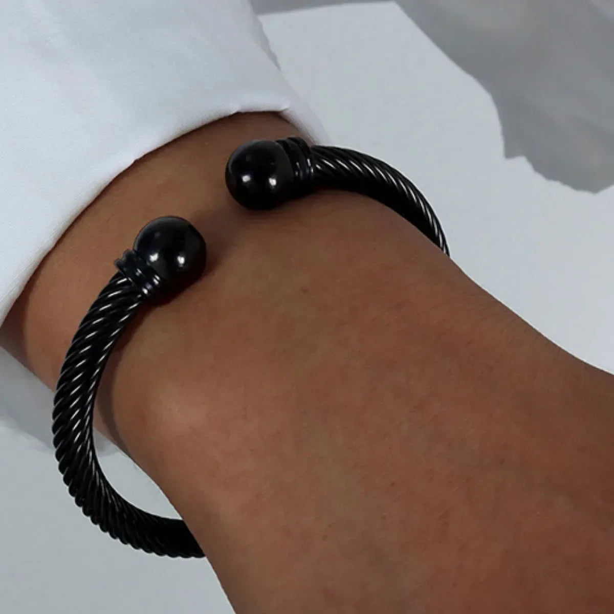18K Gold Plated Stainless Steel Cable Cuff Bracelet - Southern Shores Clothing