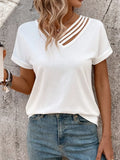 Triple Strap V-Neck Short Sleeve Stretch T-Shirt - Southern Shores Clothing