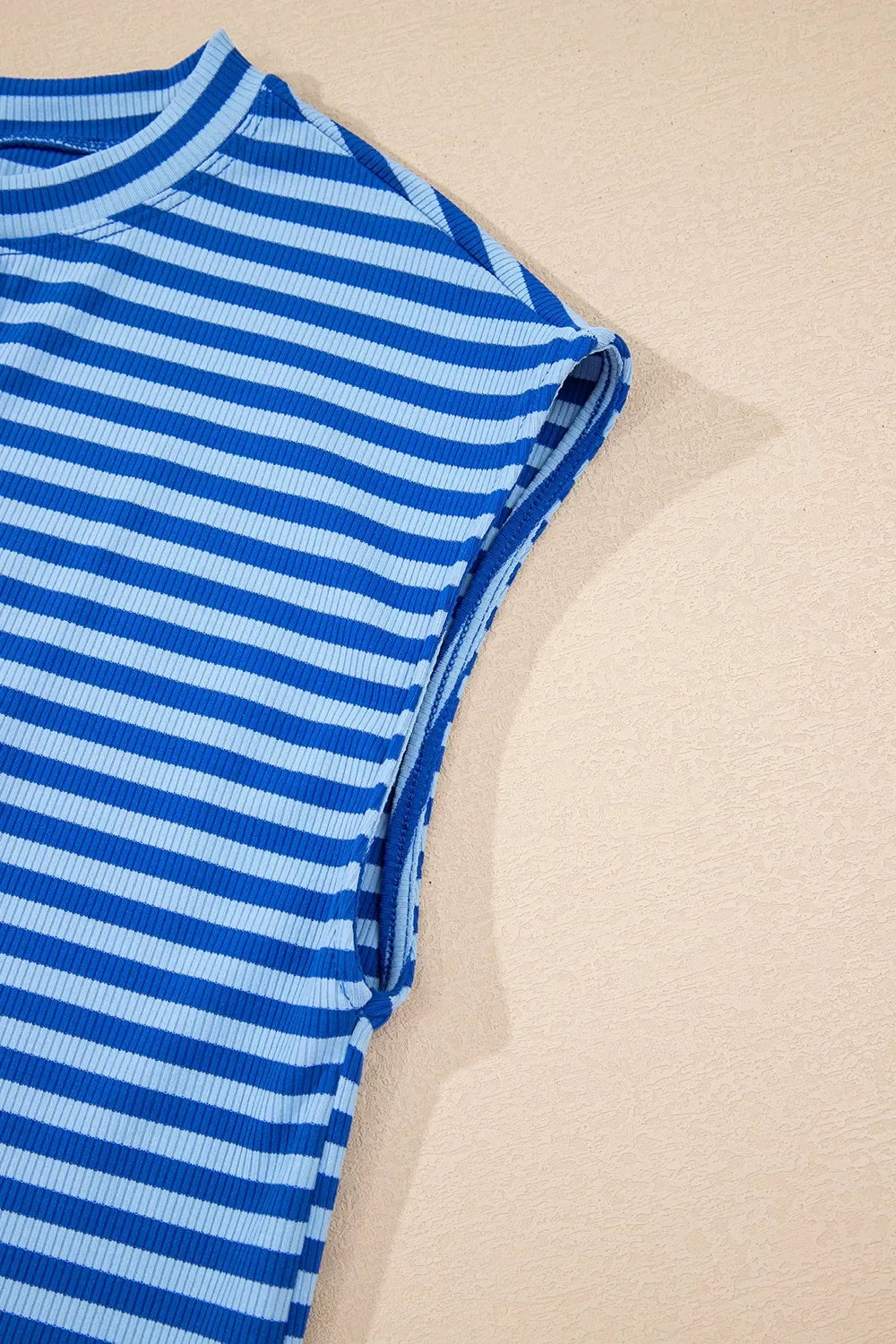 Striped Round Neck Cap Sleeve T Shirt Casual - Southern Shores Clothing