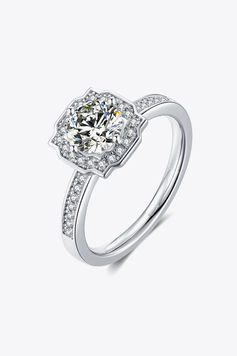1 Carat Moissanite Platinum-Plated Ring Halo Zircons - Southern Shores Clothing