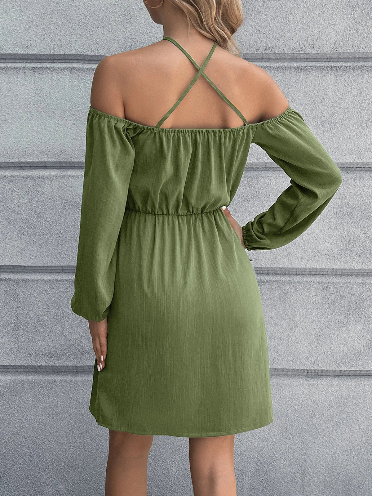 Casual Cold-Shoulder Crisscross Mini Dress Summer - Southern Shores Clothing