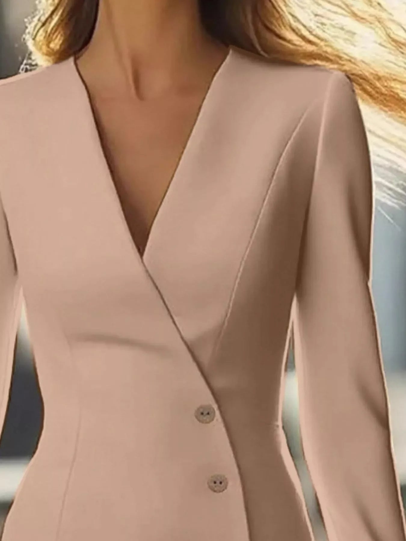 Long Sleeve Blazer Dress With Button Detail - Southern Shores Clothing
