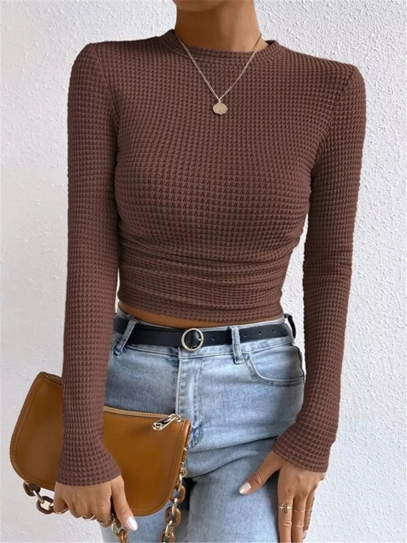 Waffle Knit Long Sleeve T-Shirt - Southern Shores Clothing