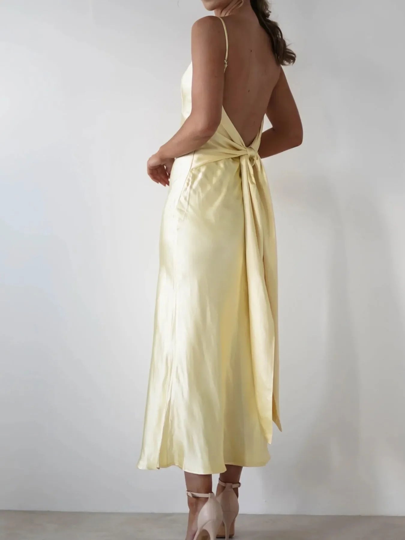 Satin Backless Cami Dress For Coastal Wear - Southern Shores Clothing