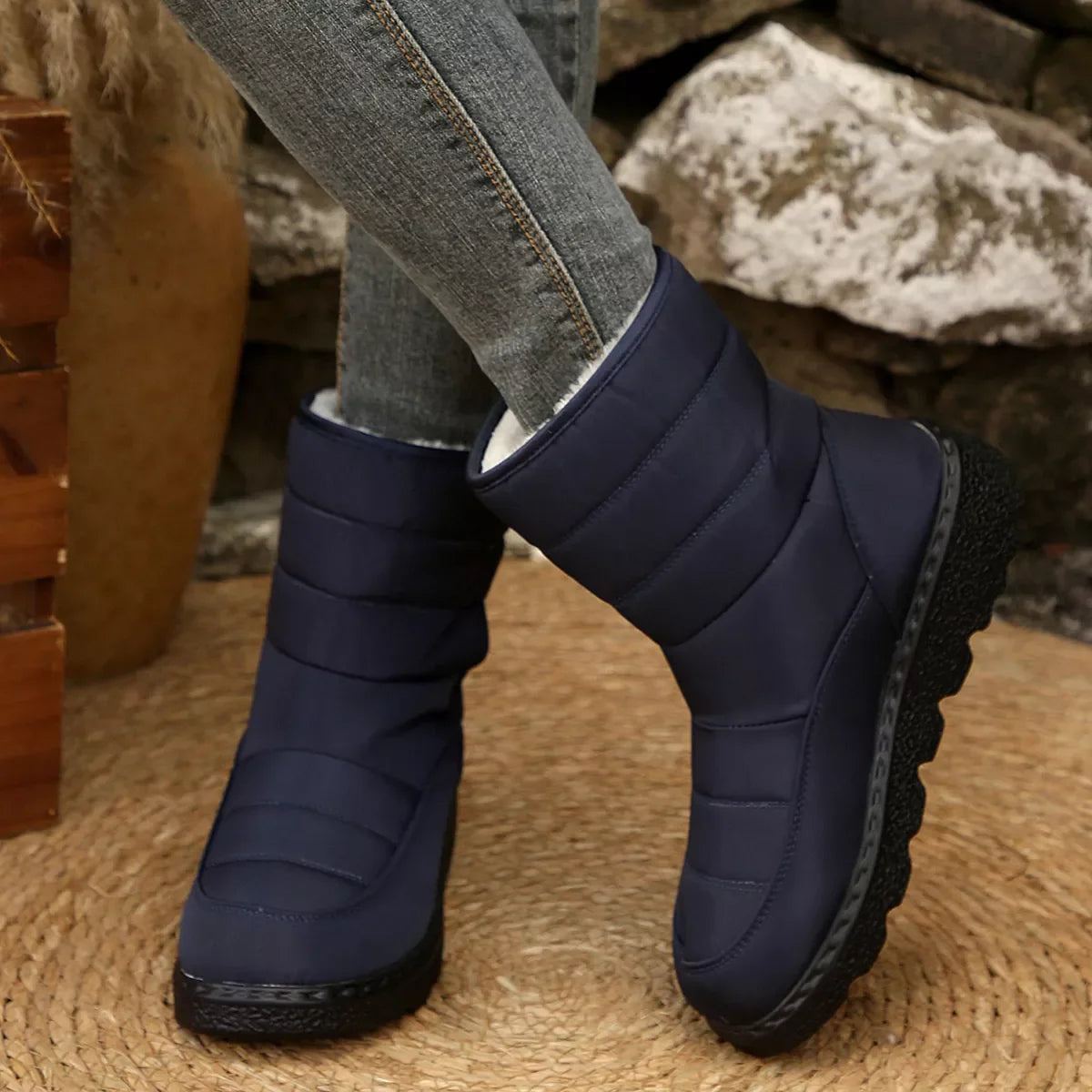 Round Toe Platform Boots With Flat Heel Style