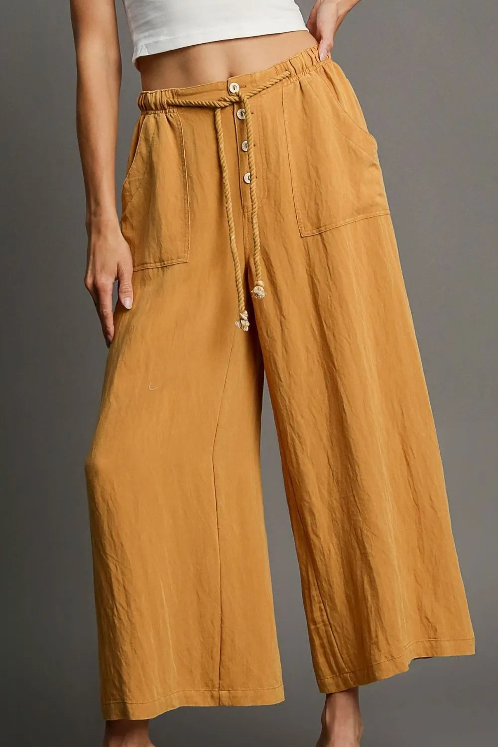 Southern Shores Plus Size Rope Drawstring Wide Leg Pants