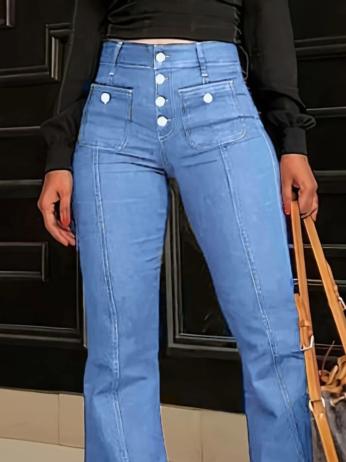 Stretch Denim Flare Jeans With Pockets For Everyday Comfort - Southern Shores Clothing