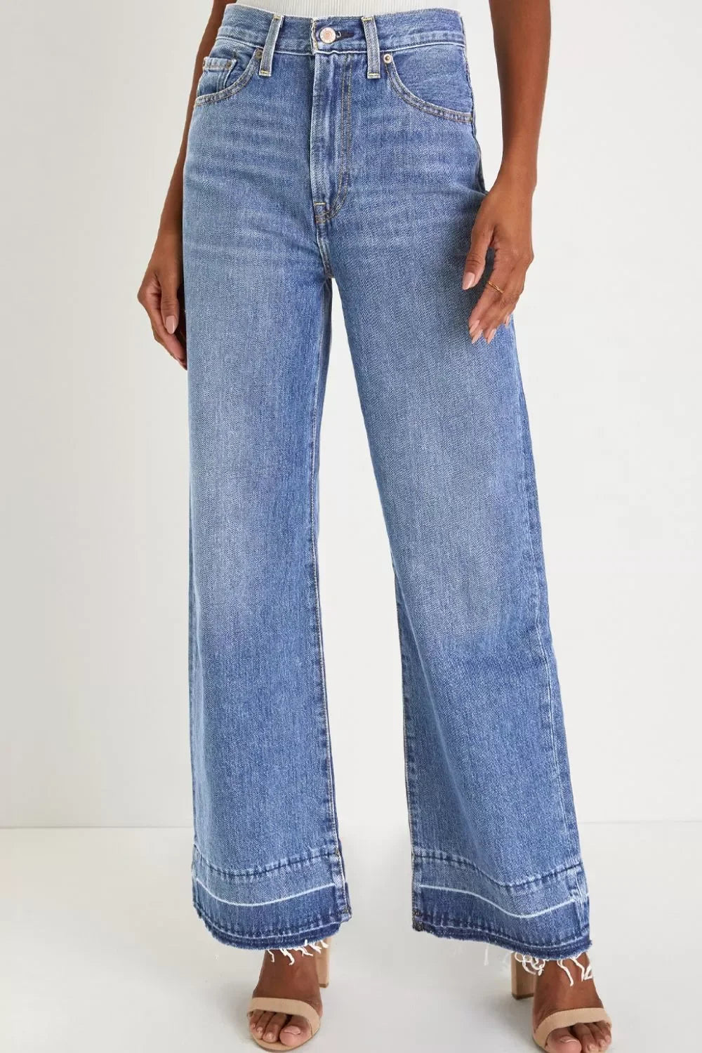 Wide Leg High Waist Denim Jeans Classic Coastal Style - Southern Shores Clothing