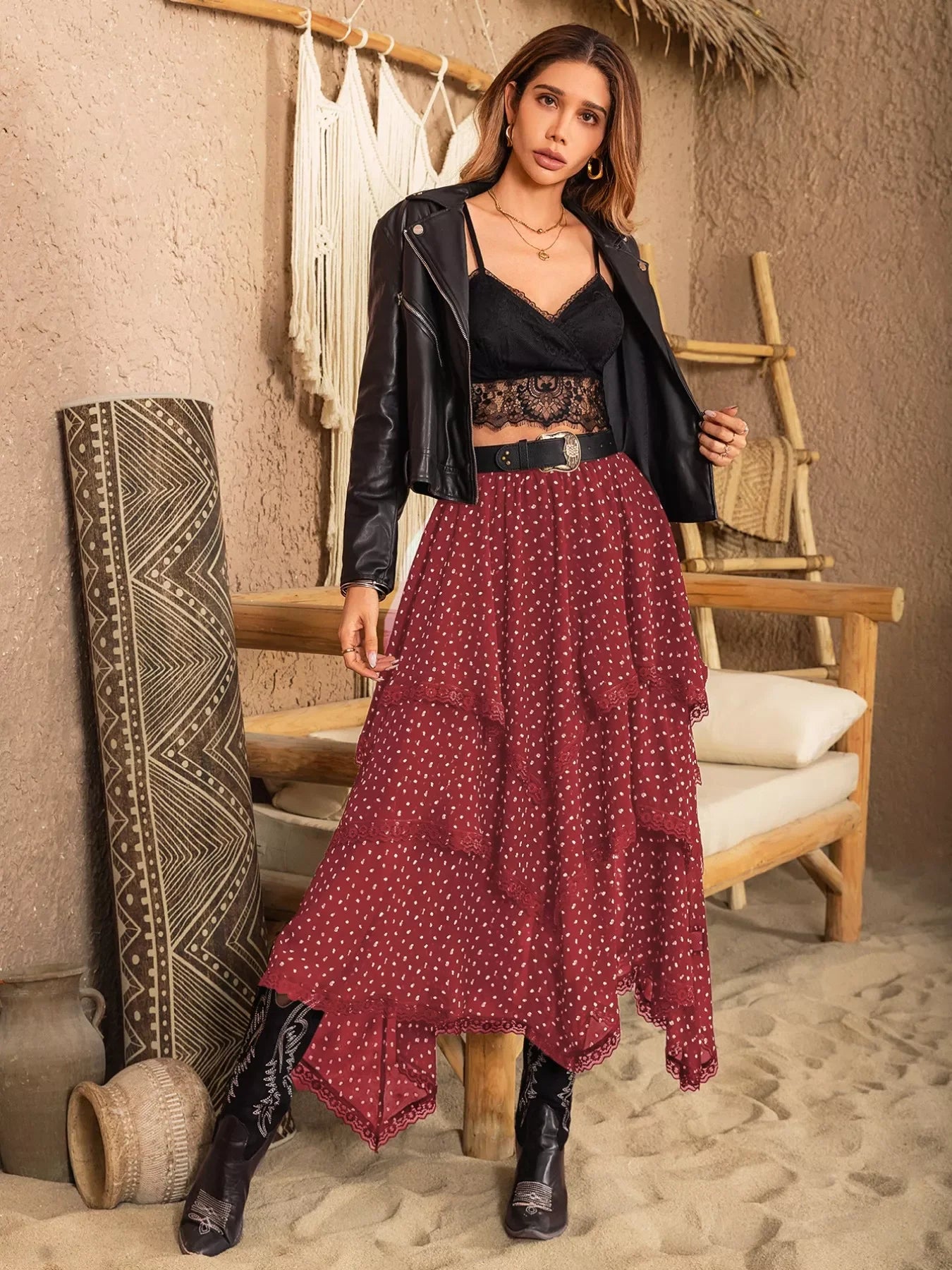 Lightweight Breathable Lace Detail Layered Skirt - Southern Shores Clothing