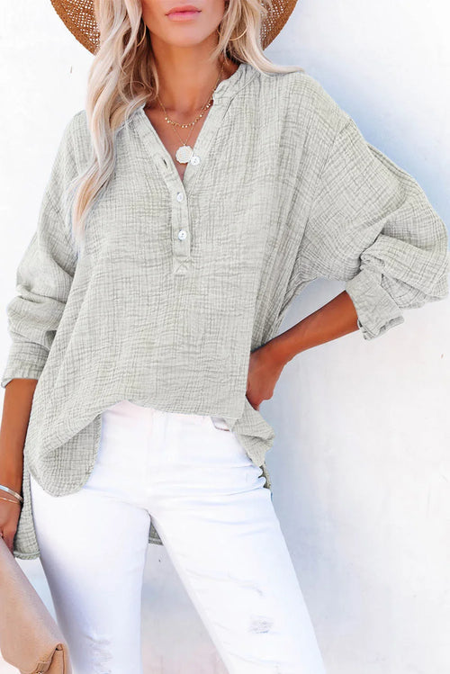 Timeless Southern Shores Clothing Buttoned Long Sleeve 100% Cotton Blouse with Versatile Style - Southern Shores Clothing