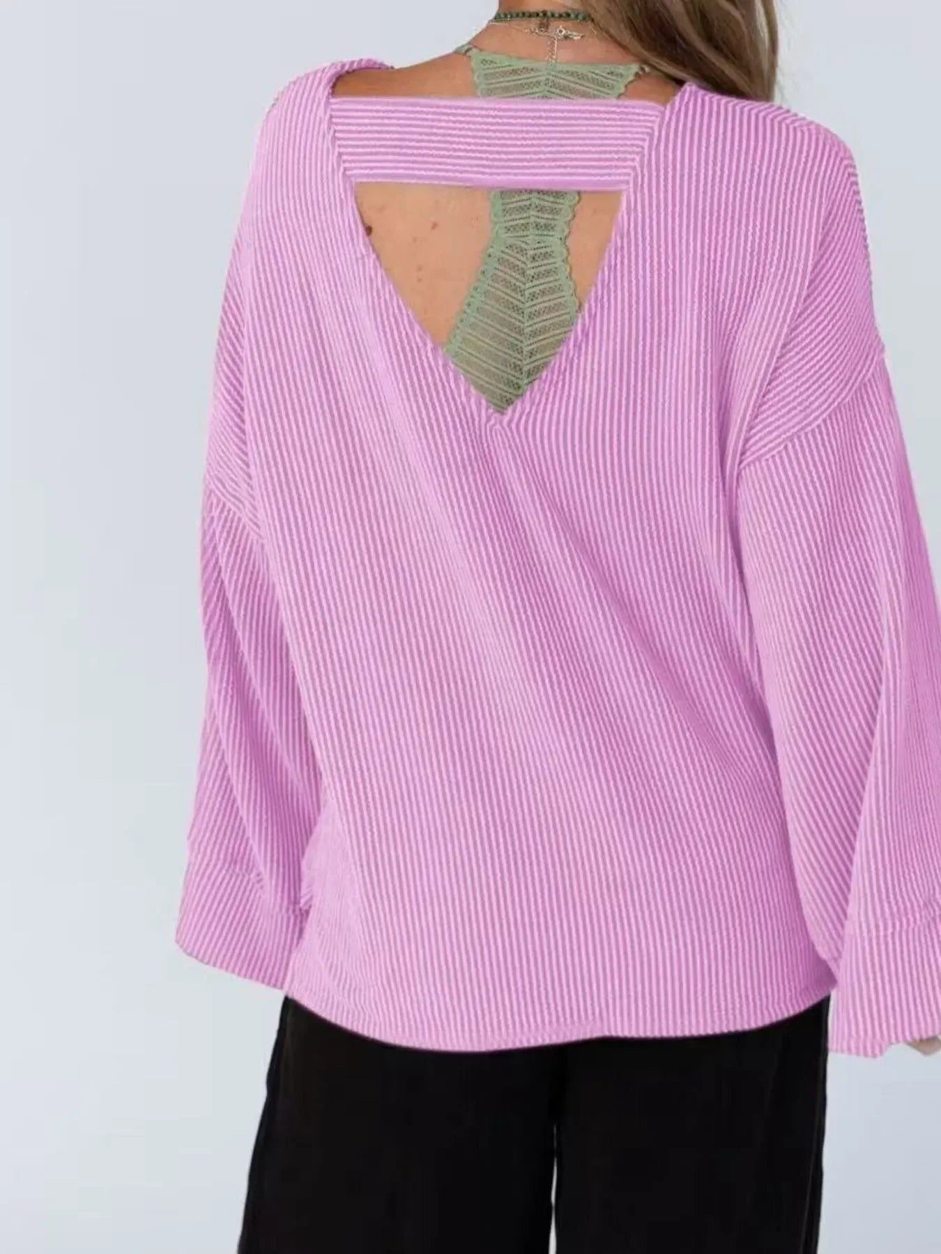 Cutout Back Long Sleeve T-Shirt - Southern Shores Clothing