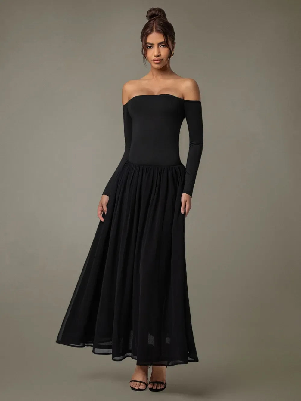 Off Shoulder Long Sleeve Maxi Dress Coastal Style - Southern Shores Clothing