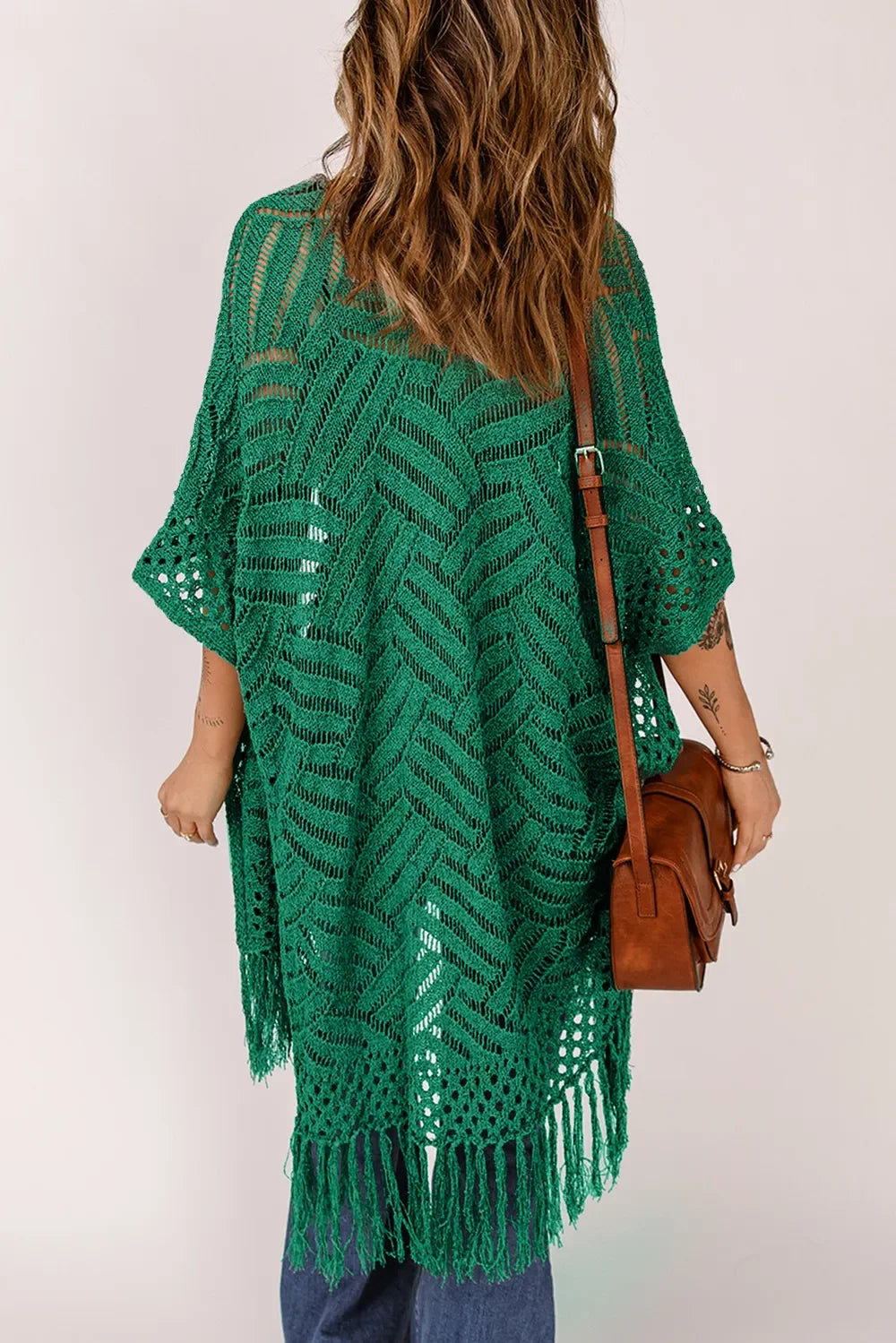 Lightweight Openwork Fringed Cardigan With Open Front - Southern Shores Clothing