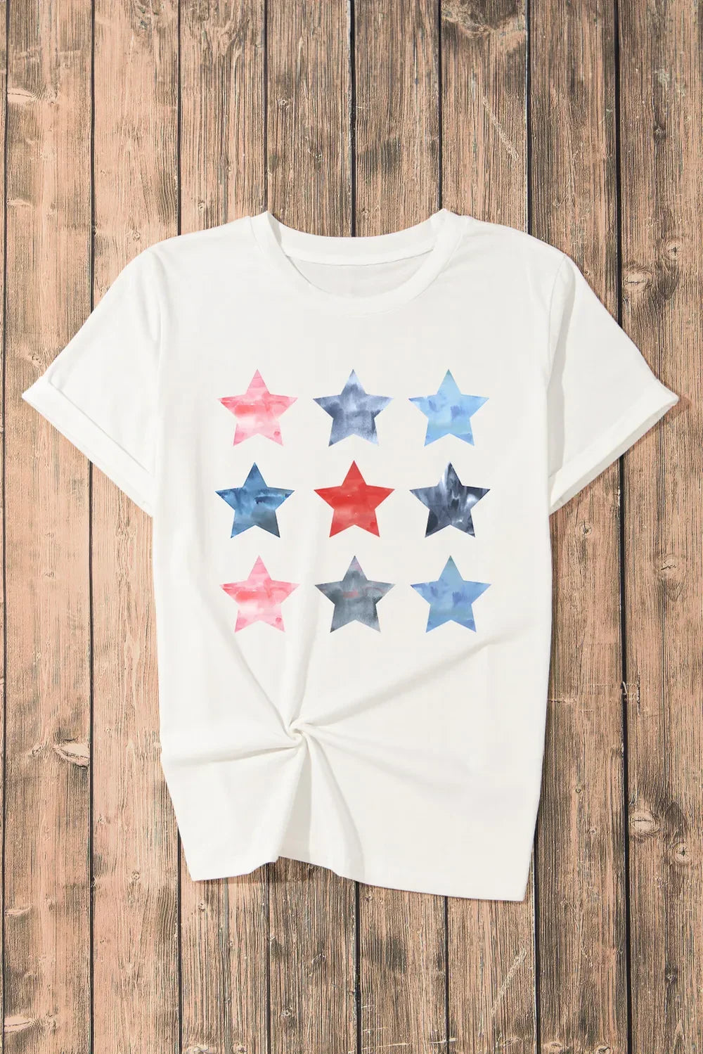 Star Round Neck Short Sleeve T Shirt Top - Southern Shores Clothing