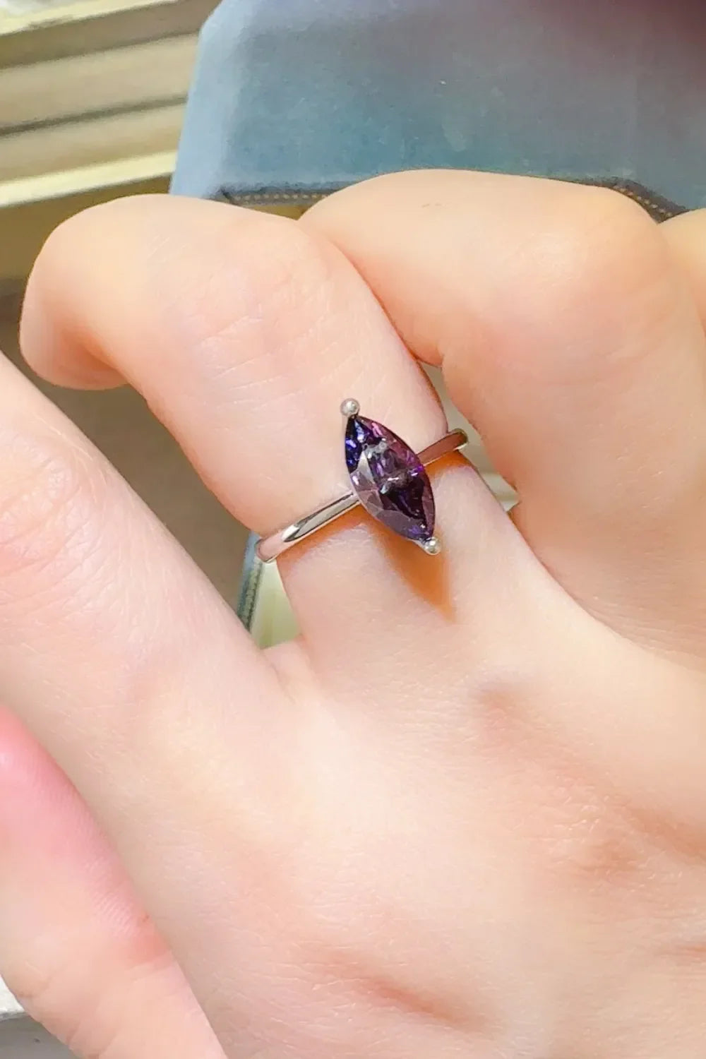 Moissanite Sterling Silver Ring Platinum Plated 2 Carat