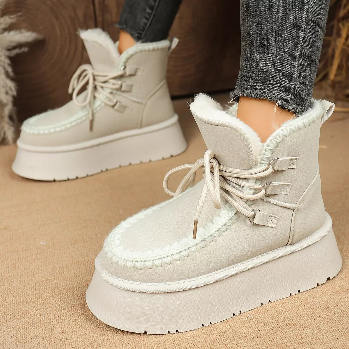 Suede Lace Up Platform Ankle Boots Classic - Southern Shores Clothing