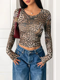 Leopard Print Long Sleeve Fitted T Shirt - Southern Shores Clothing
