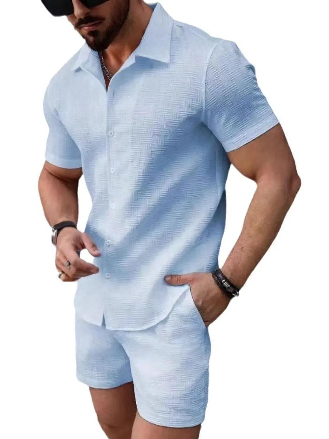 Men's Button Up Short Sleeve Shirt and Shorts Set - Southern Shores Clothing
