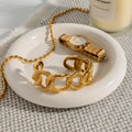 18K Gold-Plated Chain Link Open Bracelet - Southern Shores Clothing