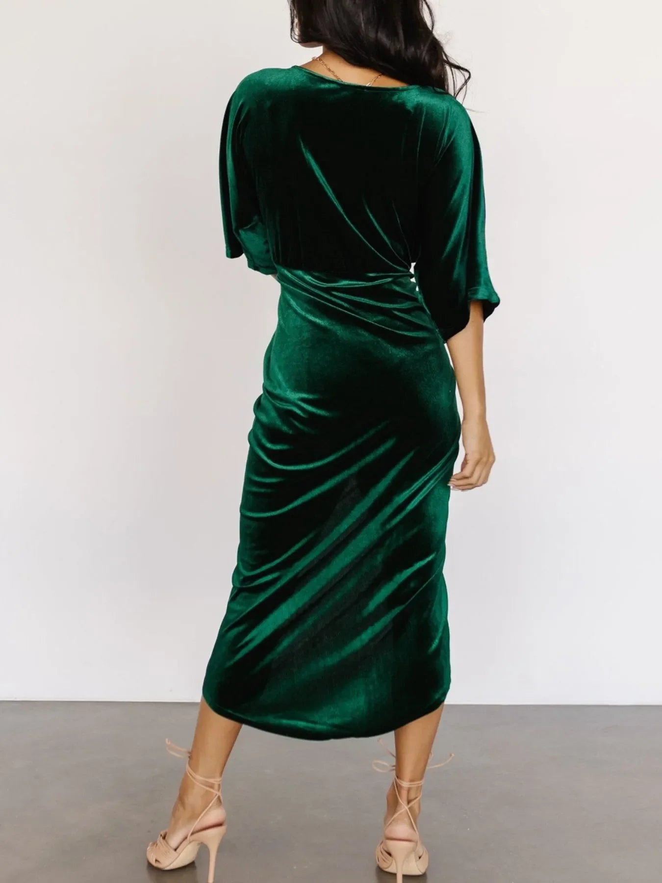 Coastal Ruched Surplice Half Sleeve Dress - Southern Shores Clothing