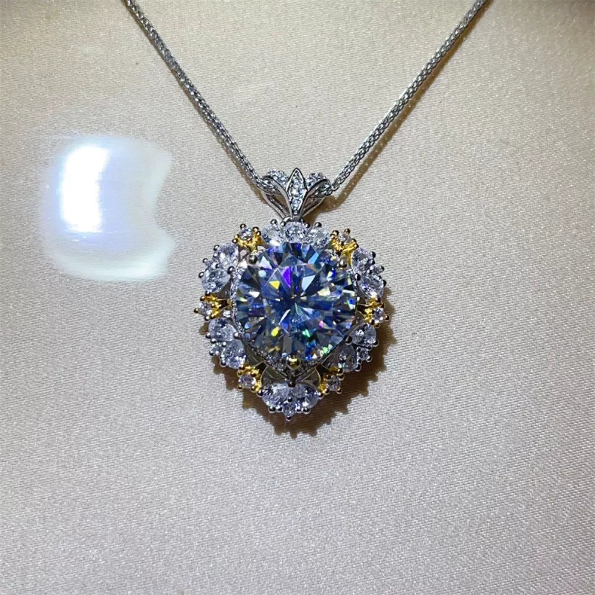 5 Carat Moissanite Necklace Platinum-Plated Sterling Silver - Southern Shores Clothing